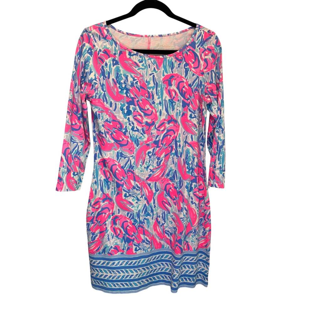 Lilly Pulitzer Marlowe Cosmic Coral Cracked Up Lobster Print Dress - Medium